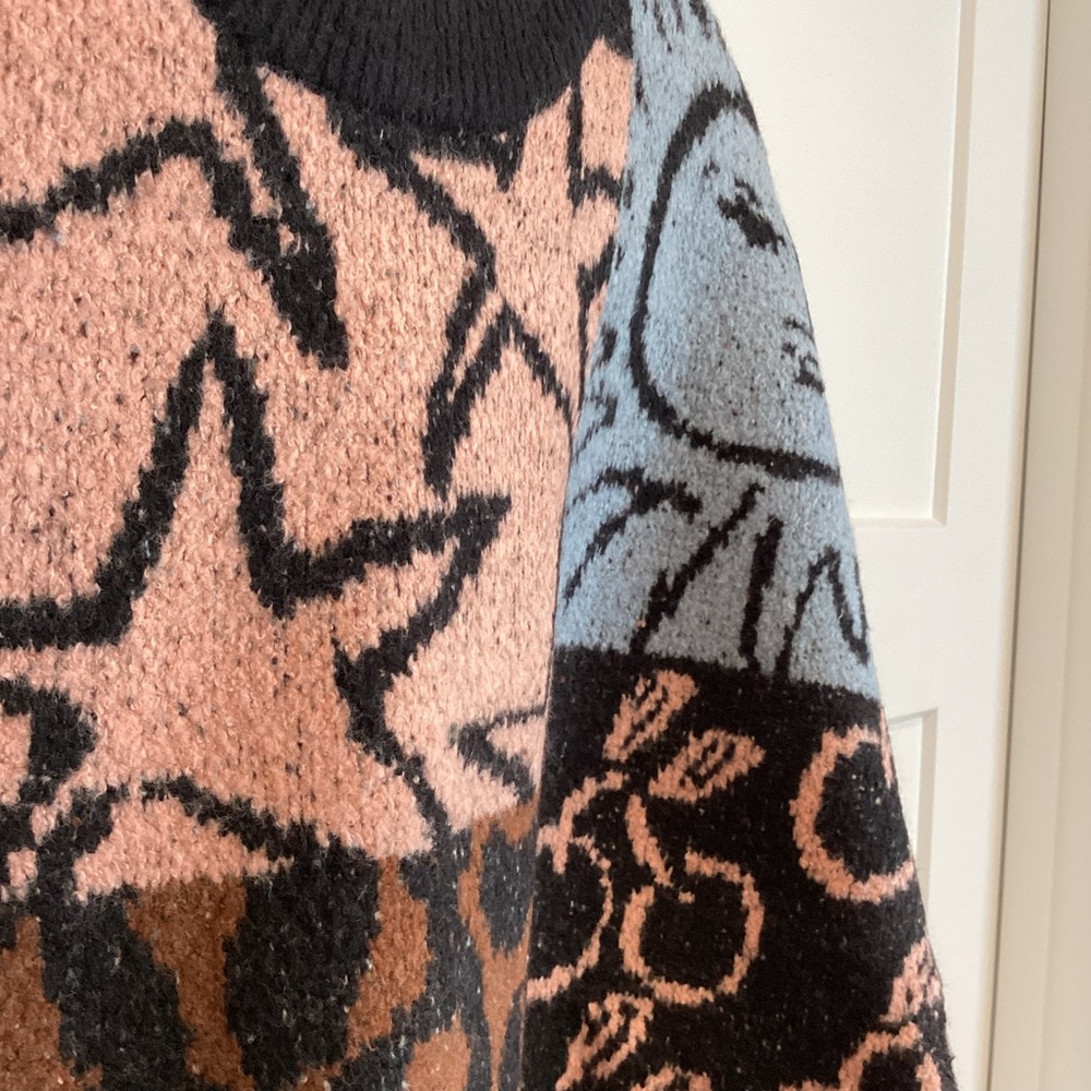 Scotch & Soda Jacquard Graphic Sweater New Medium Leopard Sun Star Anthropologie - Picture 6 of 16